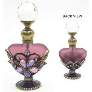   : Glass Perfume Bottle Purple Color Heart Shape Stone: Home & Kitchen