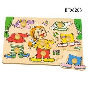   pretty wooden girl/boy clothes changing jigsaw puzzle Toys & Games