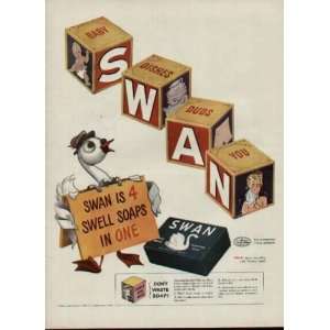 Swan Is 4 Swell Soaps In One  1943 Swan Soap Ad 