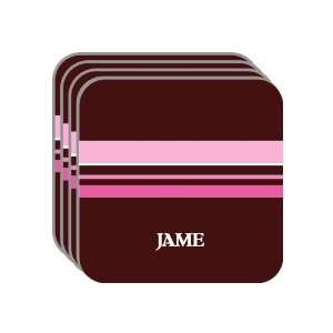 Personal Name Gift   JAME Set of 4 Mini Mousepad Coasters (pink 
