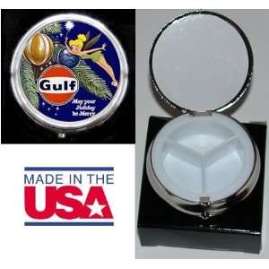 GULF OIL TINKERBELL ADVERTISING Pill Box with Pouch and Gift Box