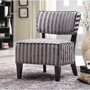  Accent Chair with Grey Stripes in Cappuccino Finish 