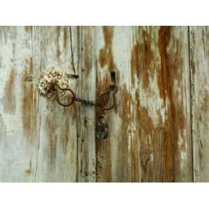  Close Up of Chain on Weathered and Rundown Rustic Wooden 