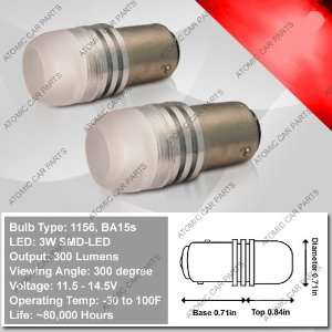   360° LED Bulbs (3W Lens Top)   1156 Type / Red (Pair) Automotive