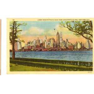   : Postcard Lower Manhattan Governors Island NYC 1944: Everything Else