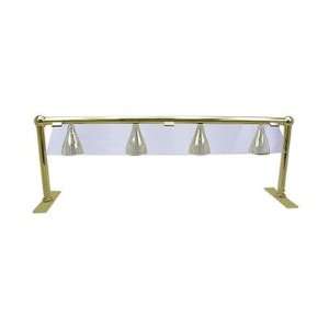  Four Lamp Heated Serving Line with Sneeze Guard in Brass 