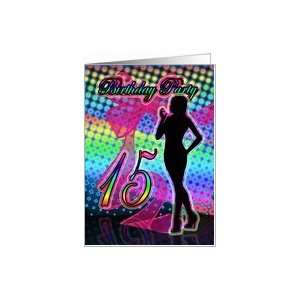  15th Birthday Party Invitation, Neon With Female 