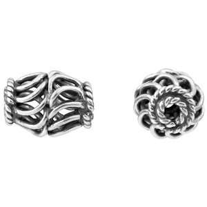  Bali Silver Oxidized 9x6.5mm Hollow Center Barrel Bead 