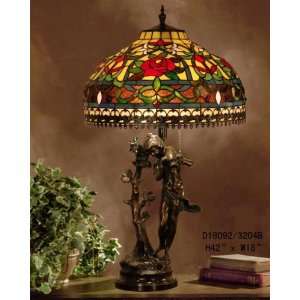  Red Rose Tiffany Style Table Lamp Maiden Base: Home 