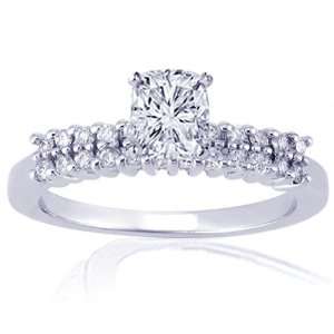  1.30 Ct Cushion Cut Diamond Engagement Ring Pave SI GIA 