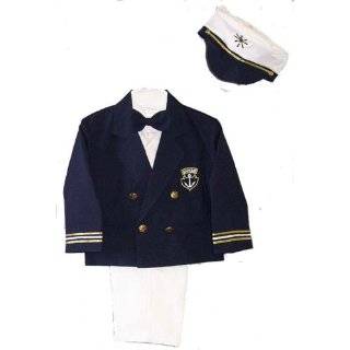   Suit with Nautical Blue Blazer & Captains Hat Sizes 9 24MO 2T 4T, 5 7