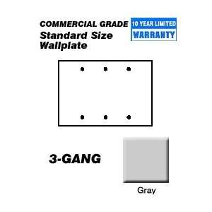 Leviton 80735 GY 3 Gang No Device Blank Wallplate, Standard Size 