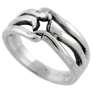  Sterling Silver Wave Ring Band (Available in Sizes 5 to 10 