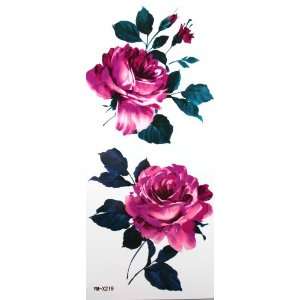  YiMei Waterproof tattoo sticker blooming red rose flowers 