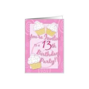  13th Birthday Party Invite  Pink Cupcakes Card Toys 