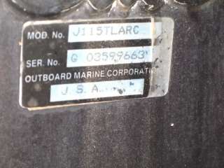Johnson 115 HP 20 Shaft Outboard Boat Marine Motor V4 Carbureted 