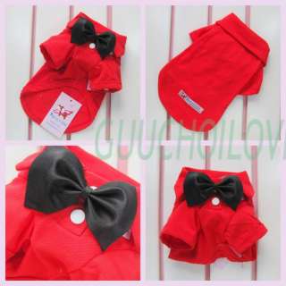 Dog Pet Apparel T Shirt POLO BOW TIE Crew Clothes NEW ★  