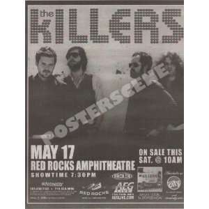  The Killers Red Rocks Concert Promo Ad Poster