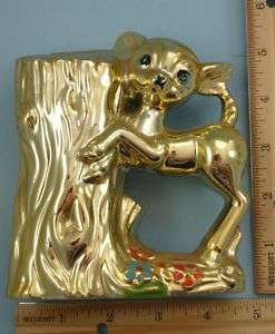 Shiny Gold Ceramic DEER FAWN Coin Money Bank Bambi  