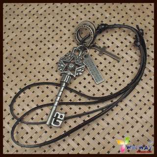 Key Rings Dog TAG Vintage Leather Cross Mens Necklaces  