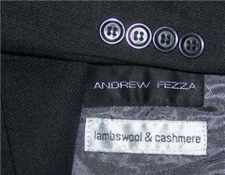 46L Andrew Fezza BLACK CASHMERE LAMBSWOOL 3 B sport coat jacket suit 