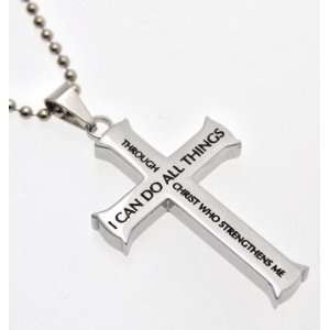 New Through Christ Iron Cross Necklace  