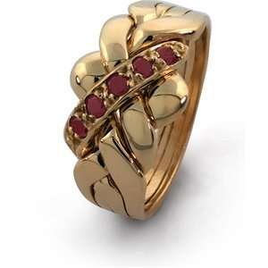  4 Band RUBY Puzzle Ring 4B141RUBY: Jewelry