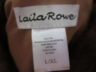 LAILA ROWE Brown Faux Fur Zipper Vest Sz L / XL  