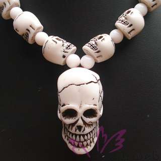 Tibetan Bone Carved 33P Skull Prayer Beads Necklace 28  