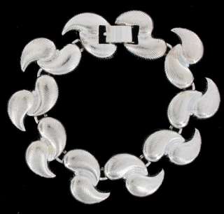 Link Necklace Bracelet Earrings Silver Tone Vintage Set  
