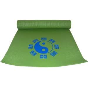   Yoga, Pilates & Exercise Mat   Green with Blue Yin Yang symbol