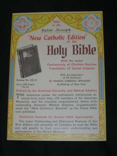 HOLY BIBLE New Catholic Edition 1962 Illust. ST. JOSEPH  