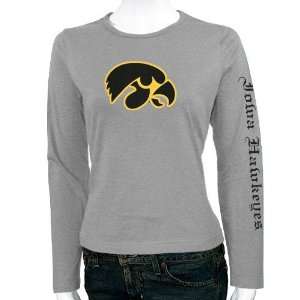Iowa Hawkeyes Ash Ladies Big Logo Long Sleeve T shirt  