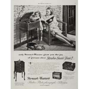 1947 ORIG Ad Stewart Warner Radio Phonograph Console Entertainment 