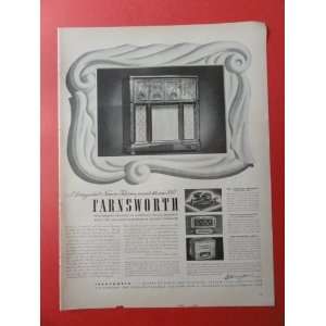 Farnsworth radios. 1940 print ad (Radio.) Orinigal Magazine Print Art.