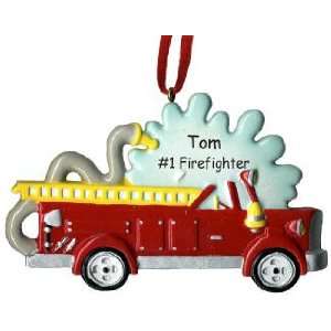  Personalized Fire Truck Christmas Ornament: Home & Kitchen