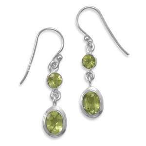  Round & Oval Peridot 2 stone Polished Sterling Silver 