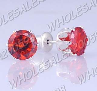 36Pairs 6Colors Round 7*7MM Silver CZ Earring Studs  