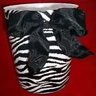Zebra Print III Waste Basket with Bow  Trash Can