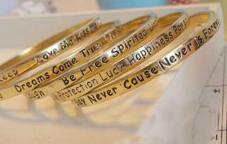 Hot Sale New Coming Different Fable Letters Gold Plated Bangle 