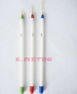 Set of 3pcs Nail Art Design Striping Painting Liner Pen Brushes 