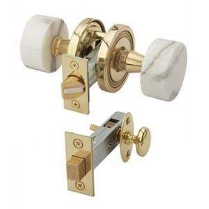   Knob Privacy Set with Dead Bolt, White Marble Handle: Home Improvement