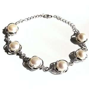  Freshwater Cultured Pearl Silver Bracelet: Jewelry