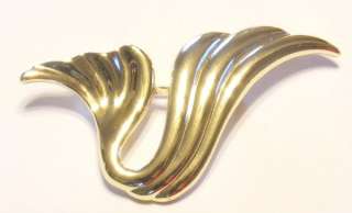 Signed AJC Goldtone Classic Styled Swoosh Pin Brooch  