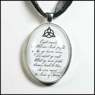 WICCAN REDE THREE FOLD LAW TRIQUETRA Pendant Necklace  