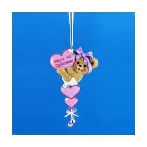  Pack of 12 Baby Girl Bear 1st Christmas Ornaments for Personalization