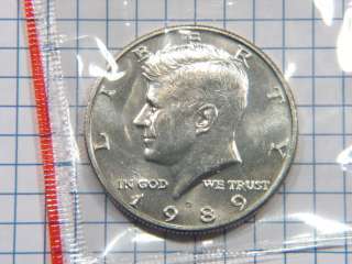 1989 D Kennedy Half Dollar Mint Cello Coin  