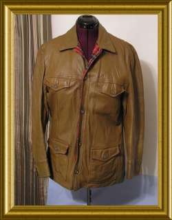 MENS PETERS ALL WEATHER WEAR LEATHER SHIRT JACKET FABRIC LINING Sz L 