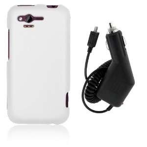  HTC Rhyme 6330   White Hard Plastic Case Cover + Car 