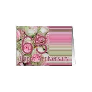  63rd Wedding Anniversary Soft Pink roses Card Health 